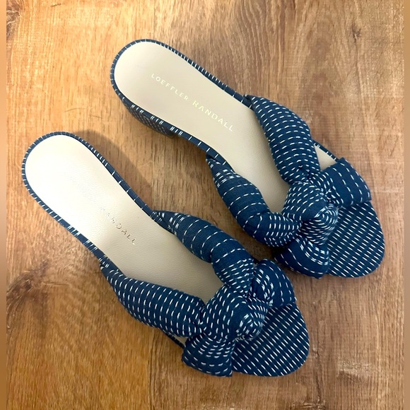 Loeffler Randall elsie stitched denim mule sandals - Picture 1 of 4